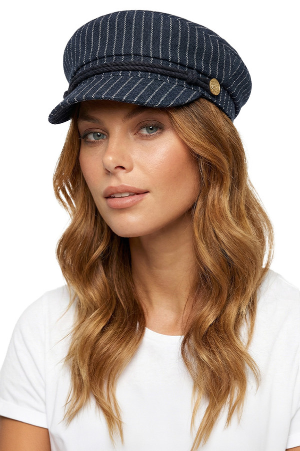 CC BEANIE Denim Pin Stripe Pattern with Rope Fisherman Cap