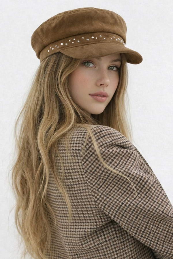 CC BEANIE Faux Suede Embellishments Fisherman Cap
