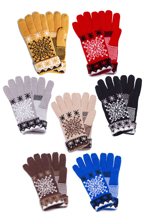 Snowflake Print Lining Knit Gloves