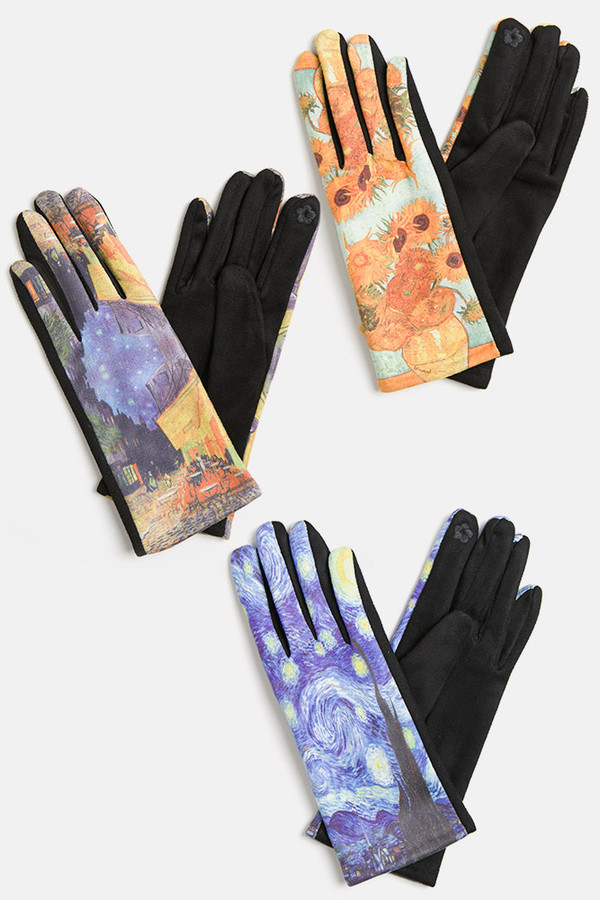 Art Painting Print Touch Screen Winter Gloves