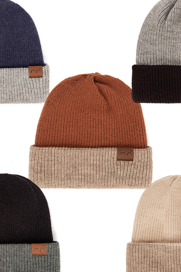 C.C REVERSIBLE SLOUCHY CUFF BEANIE-HTM-3850