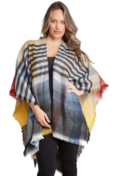 STRIPED RUANA-JP1675 - HANA WHOLESALE
