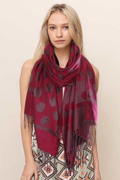POLKA DOT PATTERN PASHMINA SCARF-SB-440 - HANA WHOLESALE