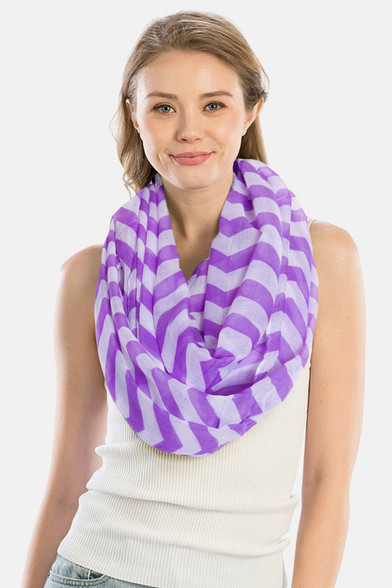 Mini Chevron Infinity Scarf Navy / White