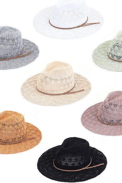 C.C HORSESHOE LACE KNITTING PANAMA HAT-KP-013 - HANA WHOLESALE