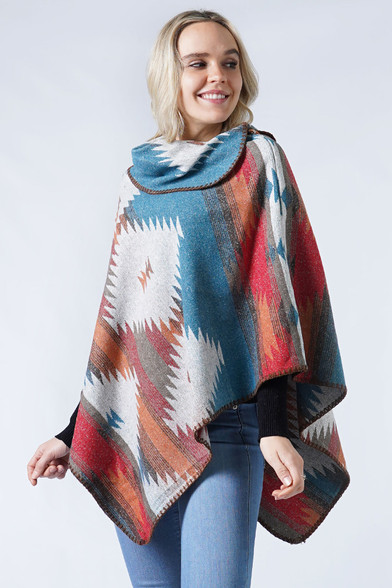 WESTERN PATTERN PONCHO-EPC10114 - HANA WHOLESALE