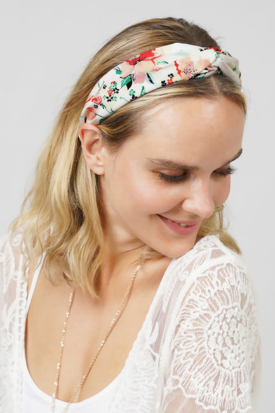 Floral Print Twisted Headband-EHD10549 - HANA WHOLESALE