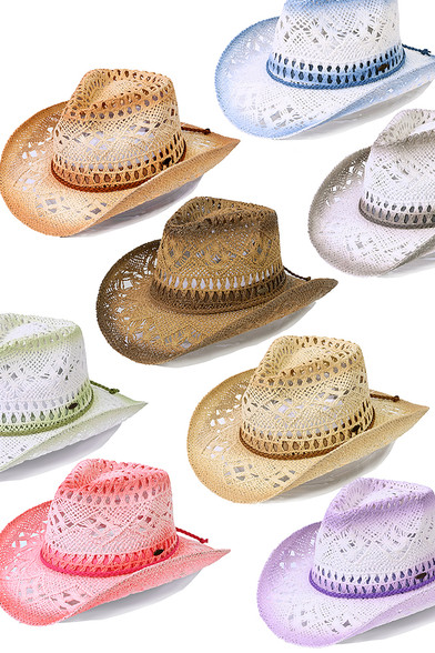 C.C Ombre Open Weave Cowboy Hat-CBC-07 - HANA WHOLESALE display picture 3