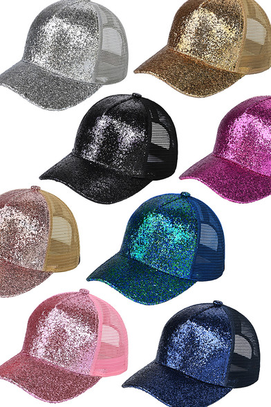 C.C Glitter Trucker Cap-TCB-07 - HANA WHOLESALE