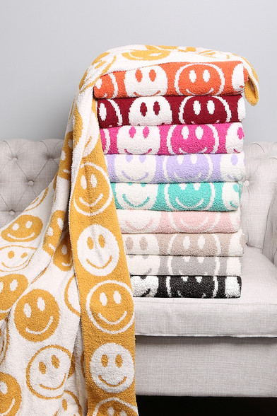 Luxury Soft Happy Face Throw Blanket-JCL4303 - HANA WHOLESALE