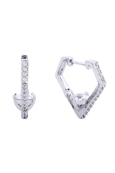 ピアス　No.4663 Cubic Zirconia Twisted Huggie Hoop Earrings in 14K Gold | Banter