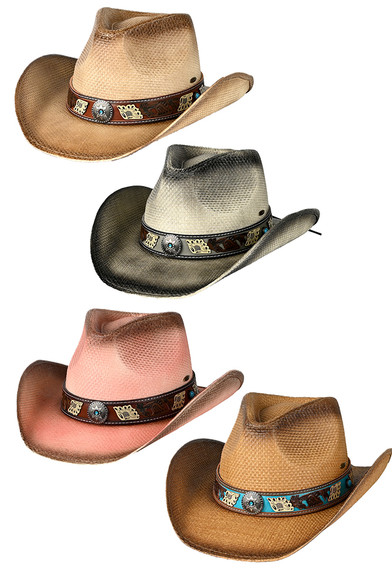 C.C Vegan Leather Tea-Stained Cowboy Hat-CBC0014 - HANA  display picture 3