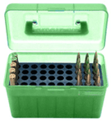 Mtm Deluxe Ammo Box 50-rounds - Rifle .22-250 To .308 Green