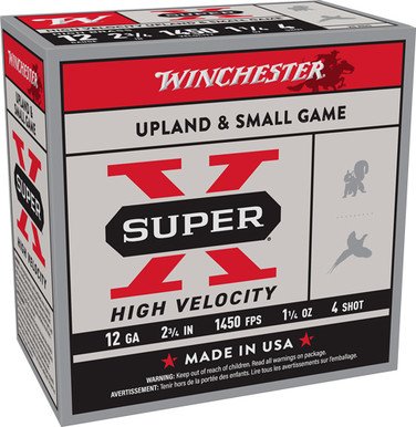 Winchester Super-x 12ga 2.75" - 1-1/4oz #4 1450fps 25rd 10bx/c