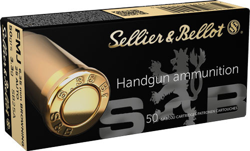 S&b 25 Acp 50gr Fmj-rn - 50rd 40bx/cs