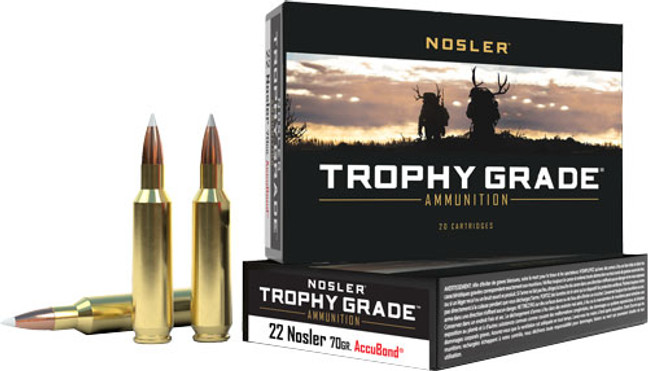 Nosler Trophy Grade 22 Nosler - 70gr Accubond Tip 20rd 10bx/cs
