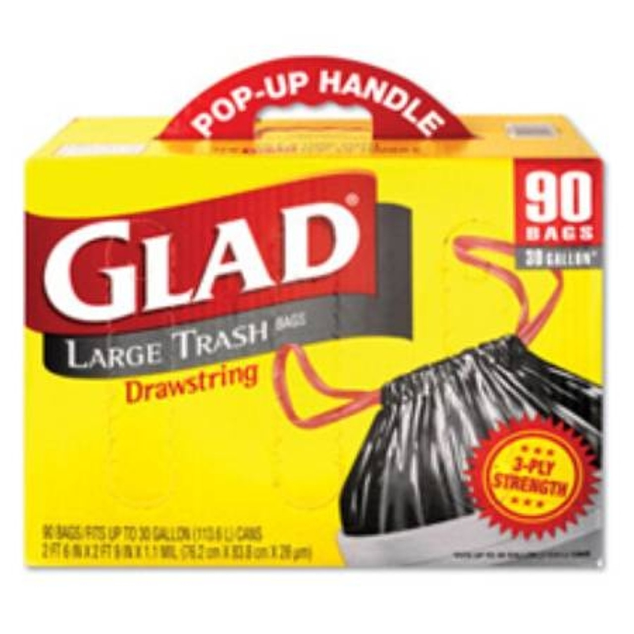 Glad Large Drawstring Trash Bags, ForceFlex 30 Gallon Black