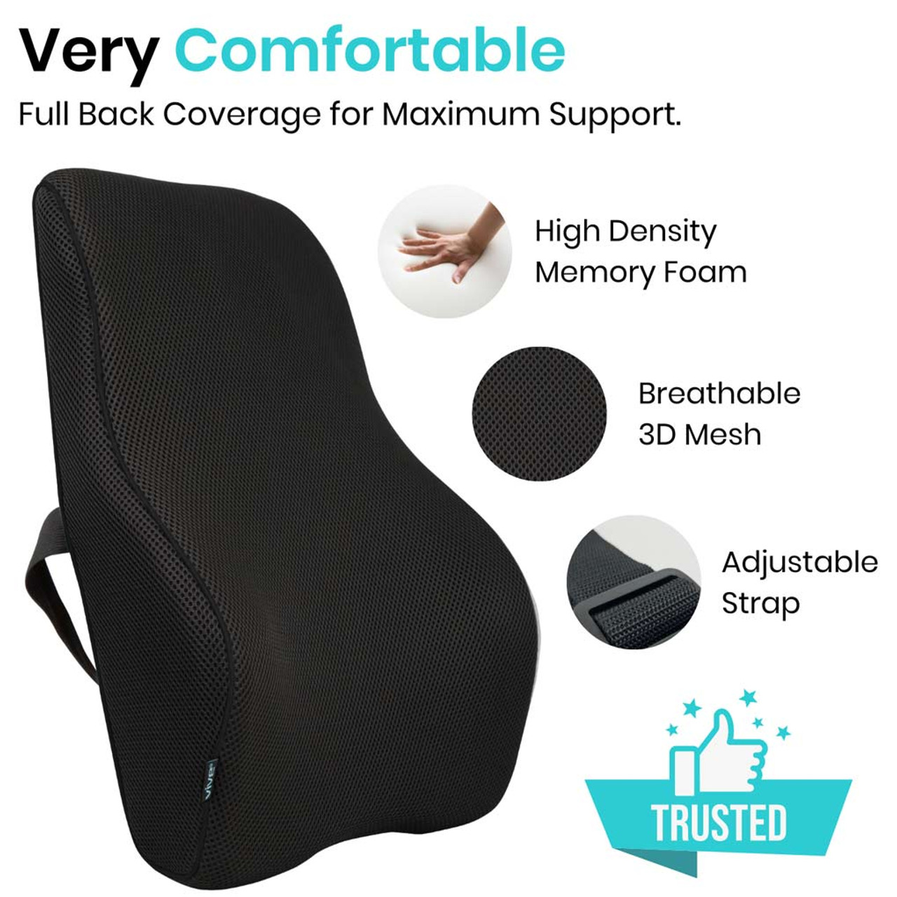 Vive Health CSH1055BLK Full Lumbar Cushion