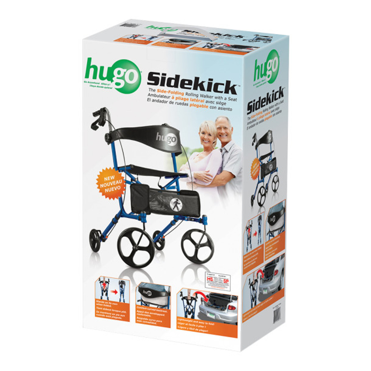 Hugo Sidekick Side-Folding Rolling Walker with a Seat