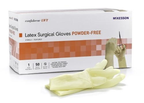 Surgical Glove McKesson Confiderm LWT Sterile Yellow Powder Free Latex Hand Specific Textured Fingertips Not Chemo Approved