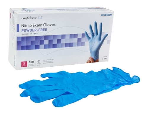 Exam Glove McKesson Confiderm¨ 3.8 NonSterile Blue Powder Free Nitrile Ambidextrous Textured Fingertips Not Chemo Approved