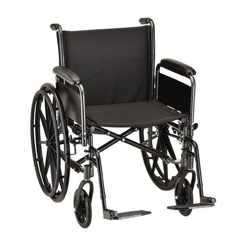 20 Inch Steel Wheelchair with Full Arms and Footrests