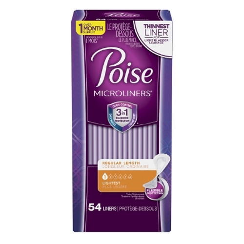 Incontinence Liner Poise Microliners Length Light Absorbency Absorb-Loc One Size Fits Most Female Disposable