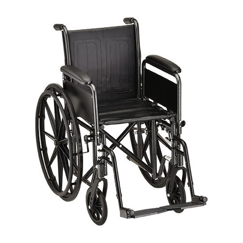 18 Inch Steel Wheelchair with Detachable Arms and Footrests