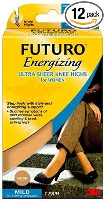 Compression Pantyhose Futuro Energizing UltraSheer Knee High Nude