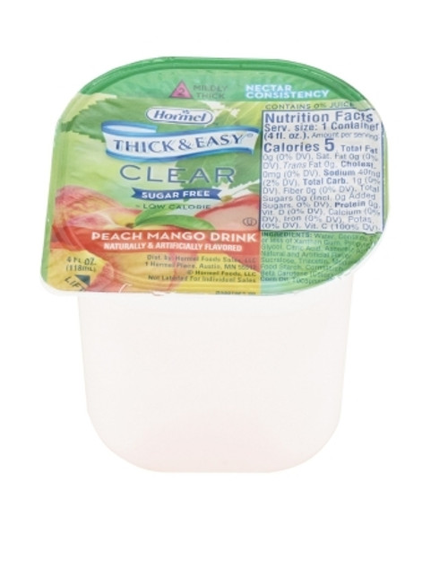 Thickened Beverage Thick & Easy Sugar Free 4 Oz. Portion Cup Peach Mango Flavor Ready to Use Nectar Consistency