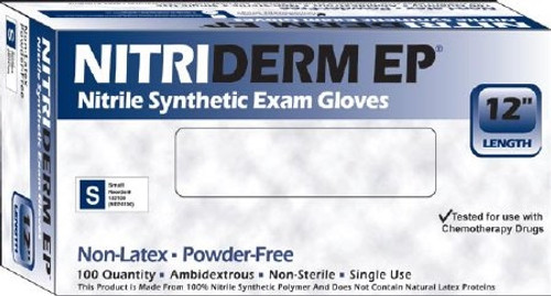 Exam Glove NitriDerm EP NonSterile Blue Powder Free Nitrile Ambidextrous Fully Textured Chemo Tested