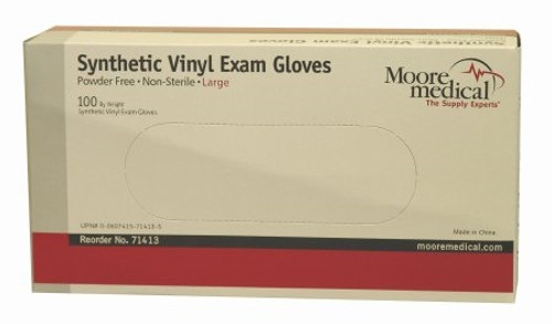 Exam Glove MooreBrand NonSterile Clear Powder Free Vinyl Ambidextrous Smooth Not Chemo Approved