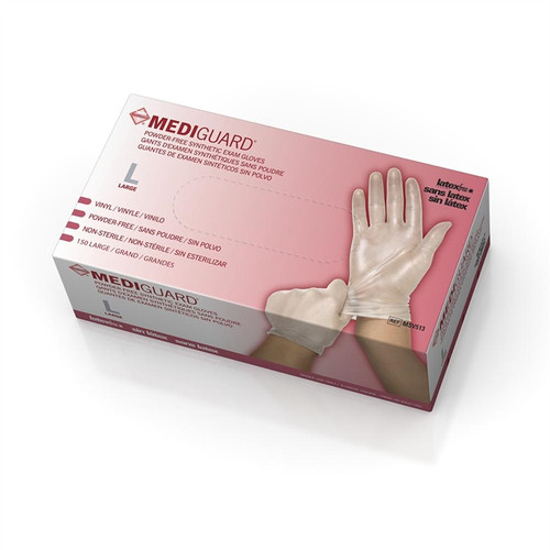 MediGuard Vinyl Synthetic Exam Gloves, Clear