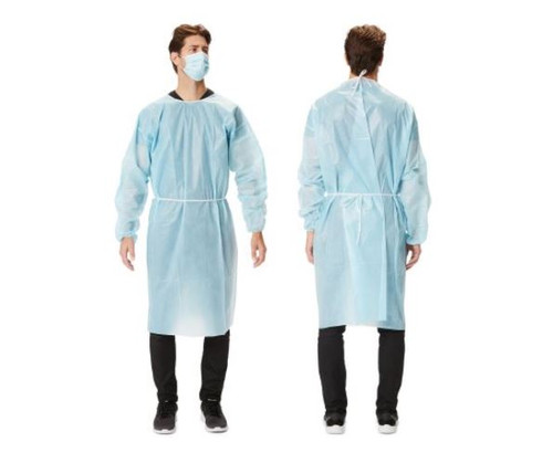 Protective Procedure Gown - Size Large, Blue, Non-Sterile, Disposable