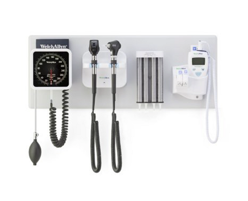 Wall Transformer Green Series™ 777 Welch Allyn Green Series 777 Integrated Wall System with Coaxial LED Ophthalmoscope, MacroView Basic LED Otoscope, BP Aneroid, Ear Specula Dispenser, and SureTemp Plus Thermometer