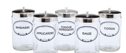 Labeled Glass Sundry Jars