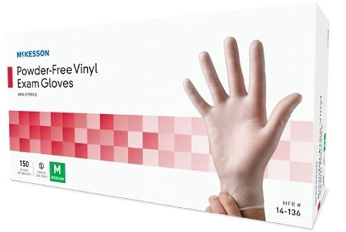 McKesson Powder-Free Vinyl Exam Gloves - X-Small