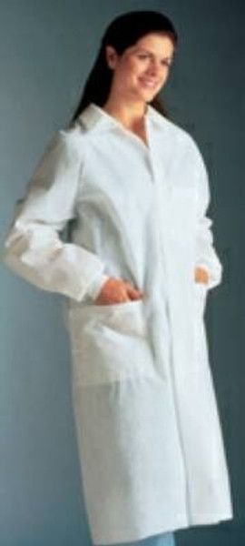 Lab Coat LabMates White Long Sleeves Knee Length