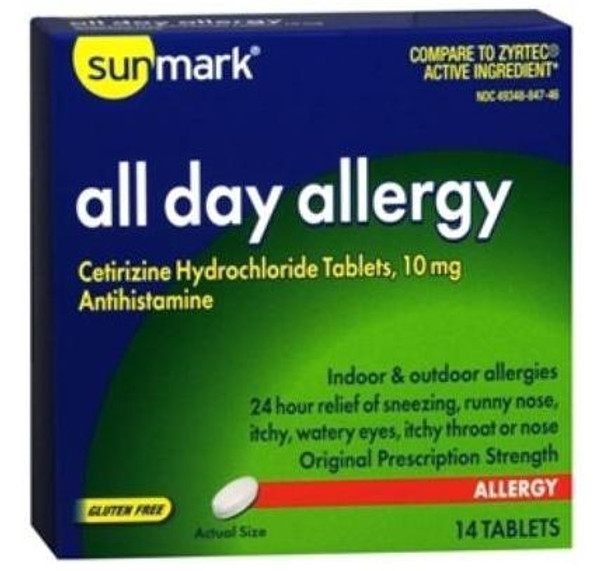 sunmark 24 hour all day allergy tablets