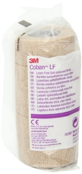 Cohesive Bandage Coban Standard Compression Self-adherent Closure Tan NonSterile