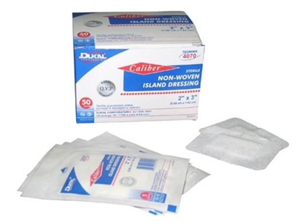 Adhesive Dressing Caliber NonWoven Rectangle White Sterile