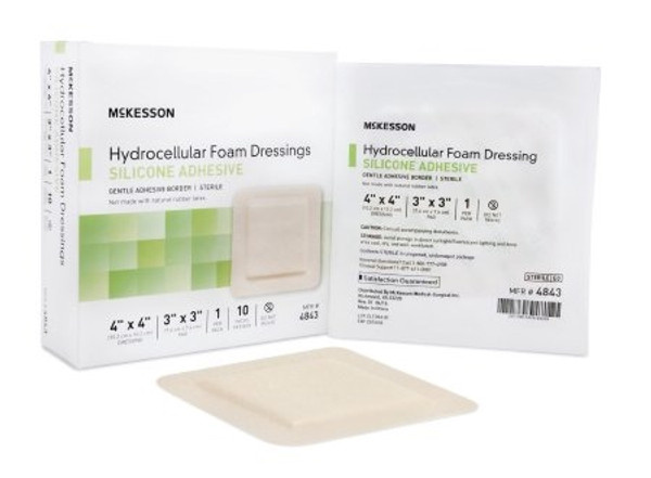 Silicone Foam Dressing McKesson Square Silicone Adhesive with Border Sterile