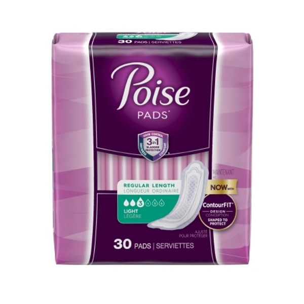 Bladder Control Pad Poise Ultra Thin Light Absorbency Absorb-Loc One Size Fits Most Female Disposable