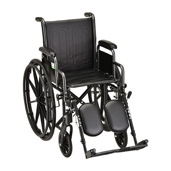 18 Inch Steel Wheelchair with Detachable Arms & Elevating Leg Rests