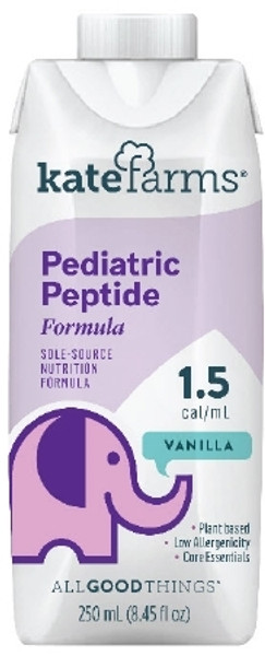 Pediatric Oral Supplement / Tube Feeding Formula Kate Farms Pediatric Peptide 1.5 Vanilla Flavor 8.5 oz. Carton Ready to Use