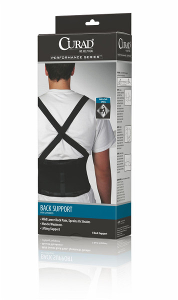 Curad Back Support with Suspenders, Black