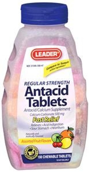 Leader Antacid Chewable Fruit Tablets (150 Count) - Item #: PH1783489