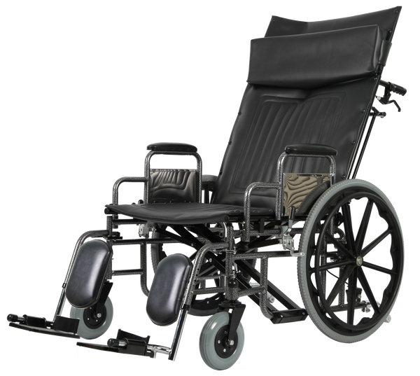 RECLINING BARIATRIC WHEELCHAIR, 22" WITH ELEVATING LEGRESTS