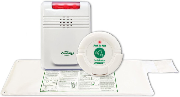 Smart Caregiver 433BNC-SYS Economy Cordless Exit Alarm with 10"x30" CordLess Bed Sensor Pad and Nurse Call Button