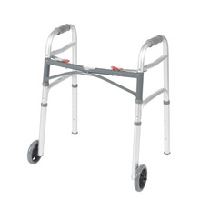 McKesson Junior Aluminum Folding Walker with Wheels  Case of 4